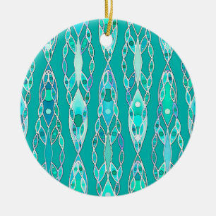 Tribal Batik - Türkis und Aquamarine Keramikornament