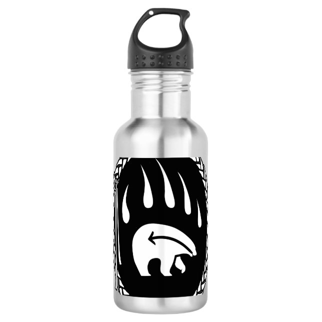 Tribal Bear Art Native Bear Art Edelstahlflasche (Vorderseite)