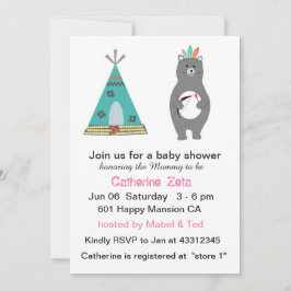 Tribal Bear Baby Showcard Einladung