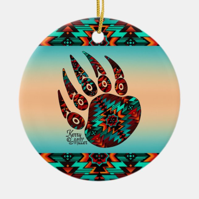 Tribal Bear Paw Keramik Ornament (Vorne)