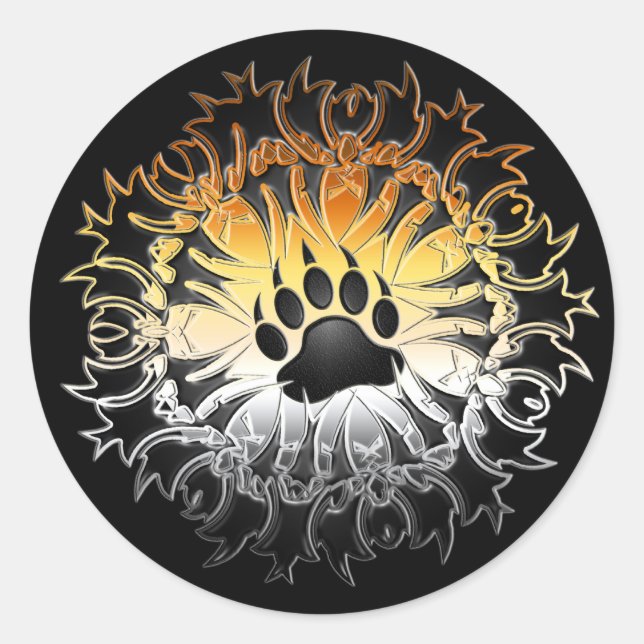 Tribal Bear Pride Paw Runder Aufkleber (Vorderseite)