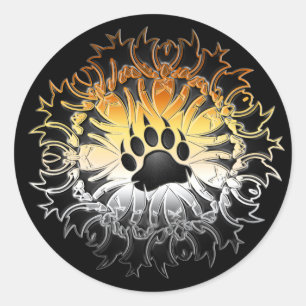 Tribal Bear Pride Paw Runder Aufkleber