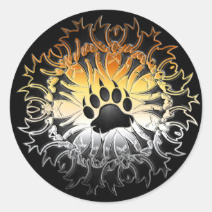 Tribal Bear Pride Paw Runder Aufkleber