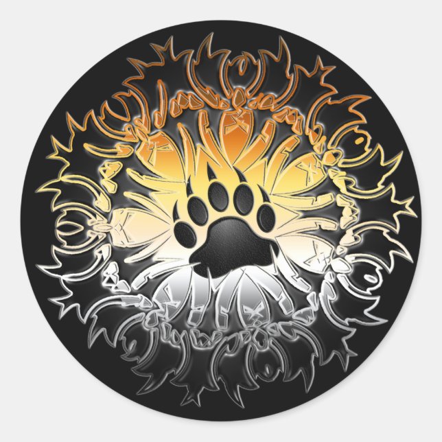 Tribal Bear Pride Paw Runder Aufkleber (Vorderseite)