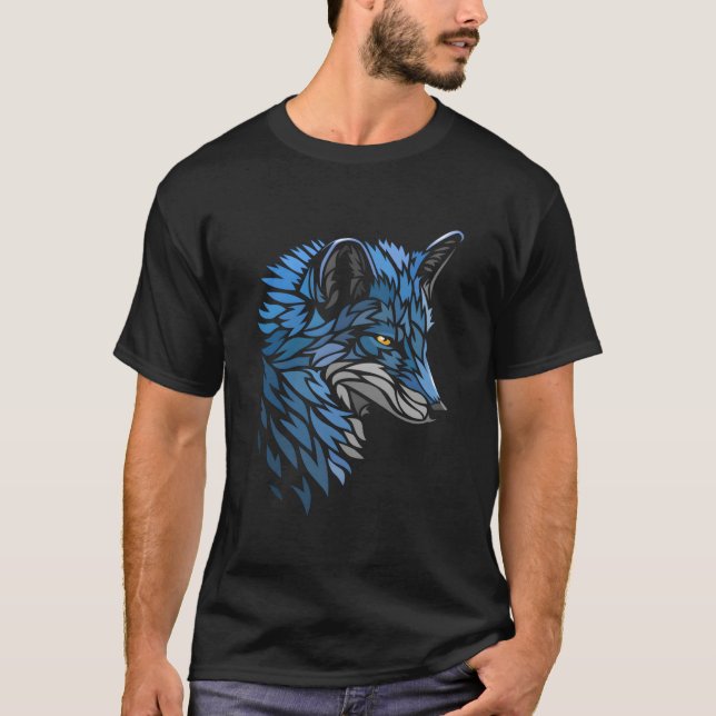 Tribal Beautiful Blue Fox T-Shirt (Vorderseite)