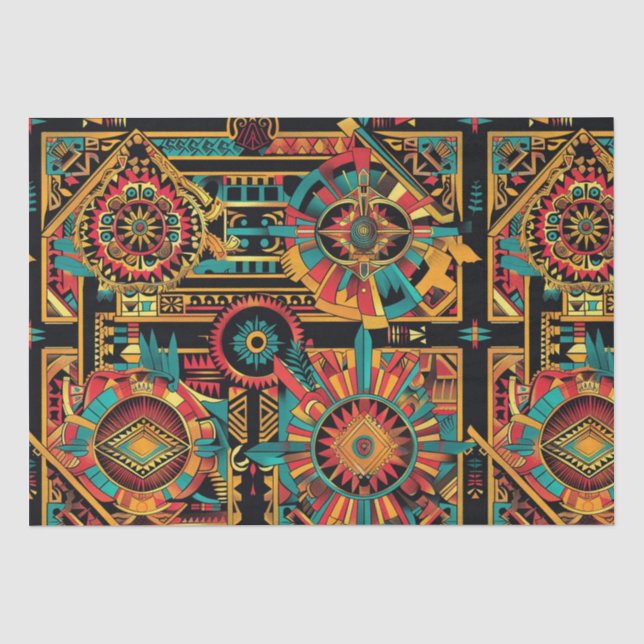 Tribal Beige "Aztec Dream" Packpapier Seidenpapier (Vorderseite)