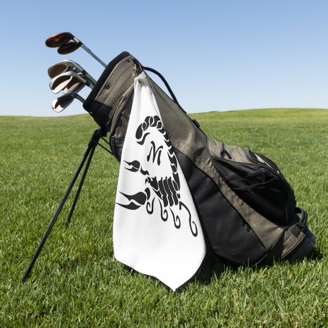 Tribal Black Scorpion Monogram Golfhandtuch (Gras)