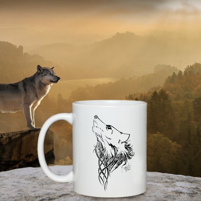 Tribal Black Wolf Howl Kaffeetasse (Von Creator hochgeladen)
