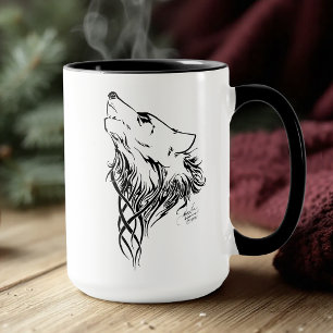 Tribal Black Wolf Howl Tasse