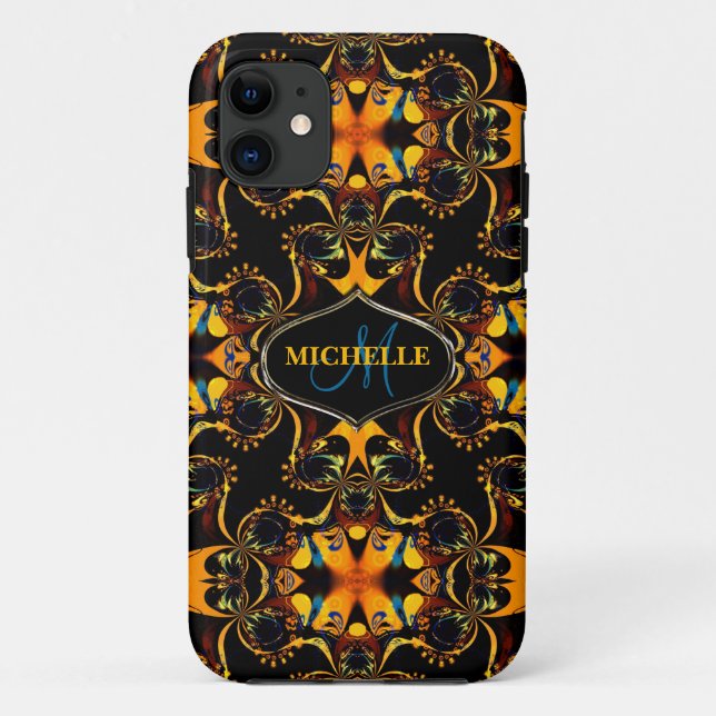Tribal Blue Batik Individuelle Name iPhone Case-Ma Case-Mate iPhone Hülle (Rückseite)
