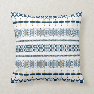 Tribal Blue White Mudcloth Kissen