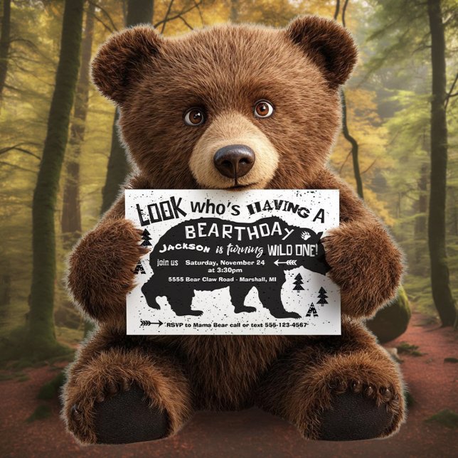 Tribal Boho Bear Geburtstag Wild One! Einladung (Von Creator hochgeladen)