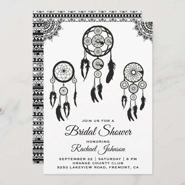 Tribal Boho Dream Catcher Bridal Dusche Einladung (Vorne/Hinten)