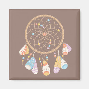 Tribal Boho Dreamcatcher auf Brown Magnet