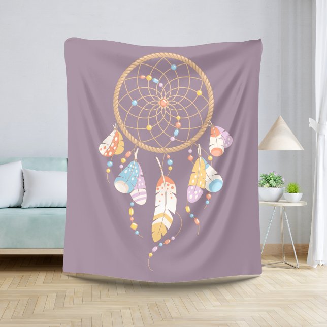 Tribal Boho Dreamcatcher auf Lila Sherpadecke (Von Creator hochgeladen)