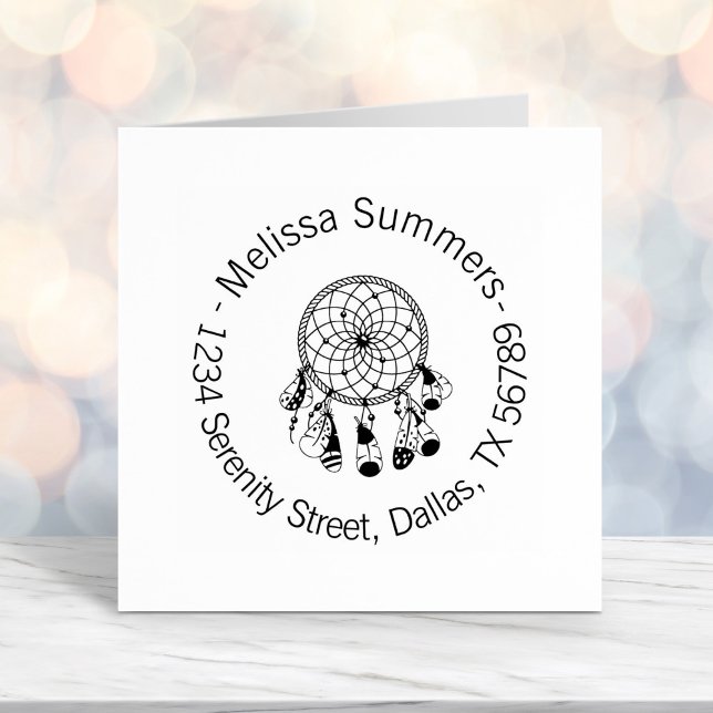 Tribal Boho Dreamcatcher Round-Address Permastempel (Von Creator hochgeladen)