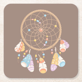 Tribal Boho Dreamcatcher über Brown Rechteckiger Pappuntersetzer