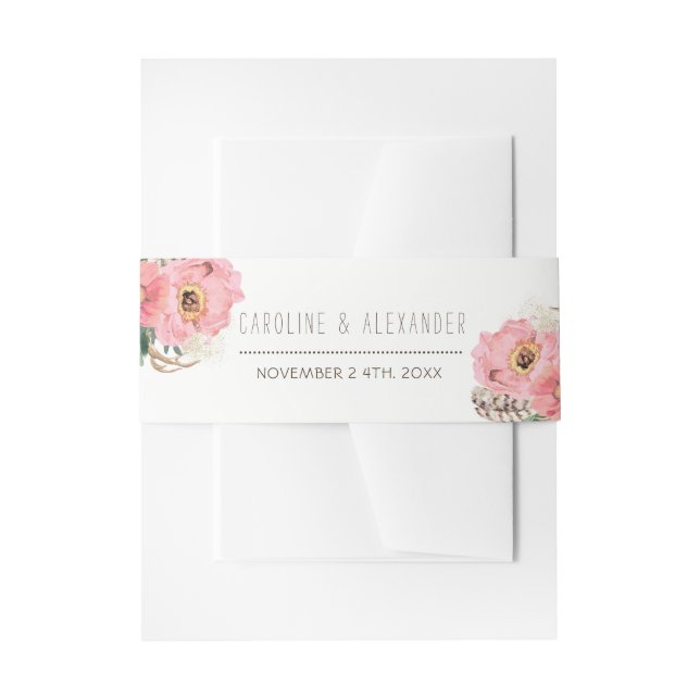 Tribal Boho Feathers Woodland Belly Bands Einladungsbanderole (Vorderseite Beispiel)