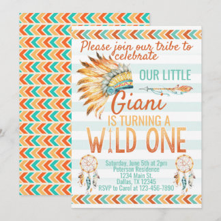 Tribal Boho Headdress Birthday Party Einladung