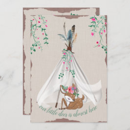 Tribal Boho Tipi und Deer Couple's Baby Shower Einladung