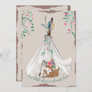 Tribal Boho Tipi und Deer Couple's Baby Shower Einladung