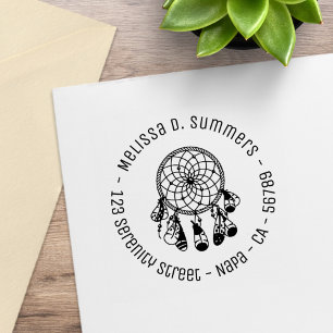 Tribal Boho Traumfänger Runde Adresse 4 Gummistempel