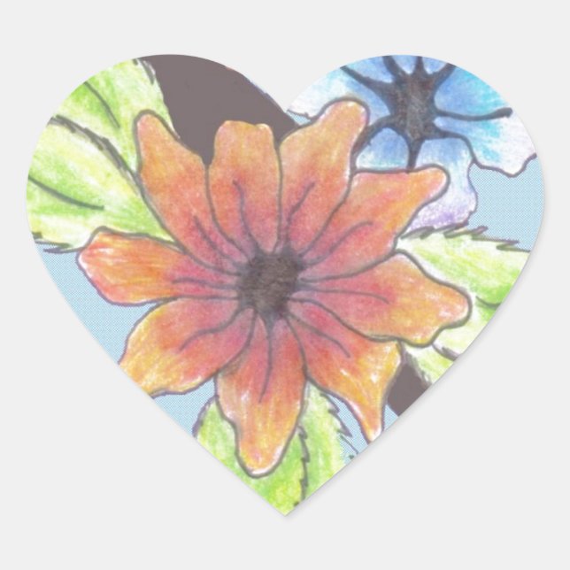 Tribal Bouquet Herz-Aufkleber (Vorderseite)