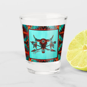 Tribal Buffalo Schädel und Pfeile Shotglas Schnapsglas