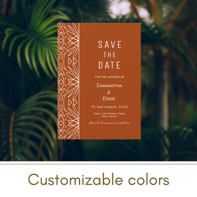 Tribal Burnt Orange Save the Date Einladung (Von Creator hochgeladen)