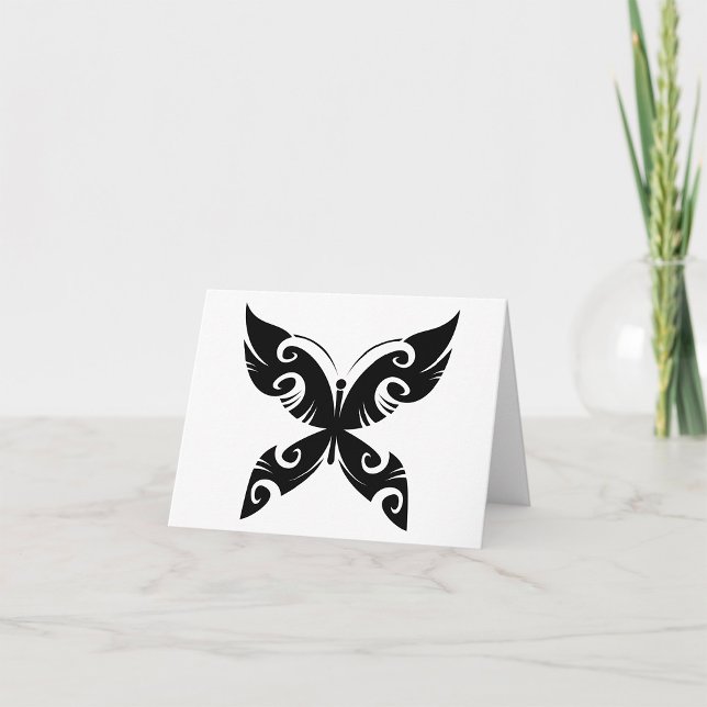 Tribal Butterfly Tattoo Bold Black Ink Style Karte (Von Creator hochgeladen)