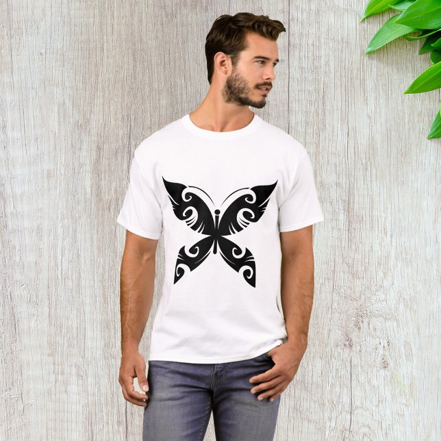 Tribal Butterfly Tattoo Bold Black Ink Style T-Shirt (Von Creator hochgeladen)