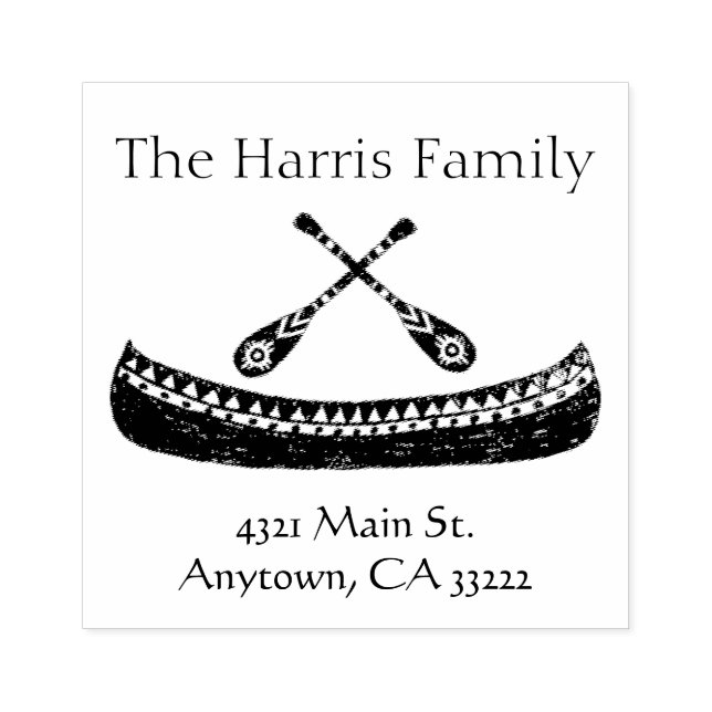 Tribal Canoe Silhouette Personalisiert Gummistempel (Prägung)