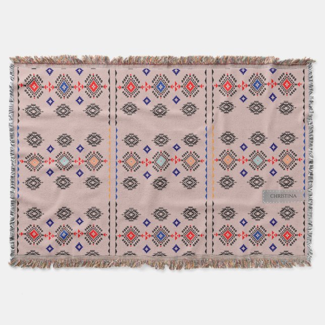 Tribal Colorful Southwestern tan werfen Blanket Decke (Vorderseite)
