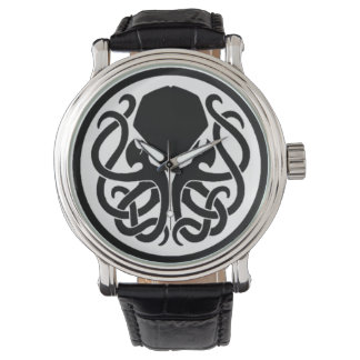 Tribal Cthulhu Black Vintag Leather Armbanduhr