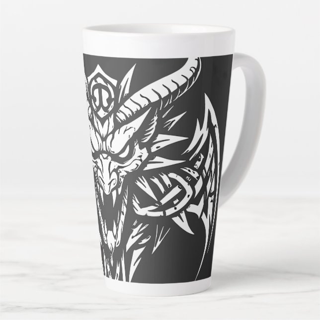 Tribal-Dämonenkopf-Grafik von BurnsInHell Milchtasse (Rechte Ecke)