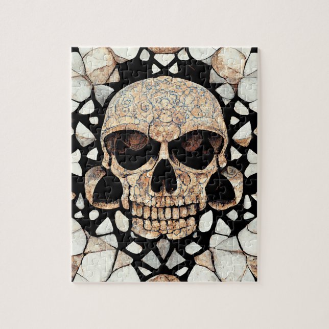 Tribal Decorative Ornament | Mayan Skull Art Puzzle (Vertikal)