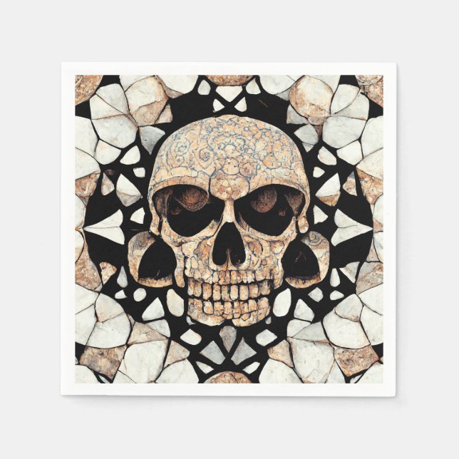 Tribal Decorative Ornament | Mayan Skull Art Serviette (Vorderseite)