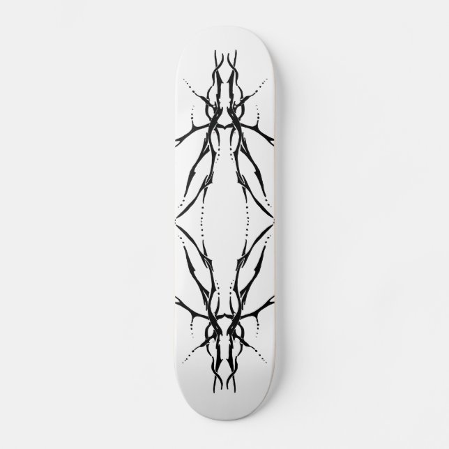 Tribal Deer Skull Tattoo - schwarz-weiß Skateboard (Vorderseite)