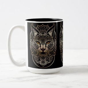 Tribal Design Gold Lynx Zweifarbige Tasse