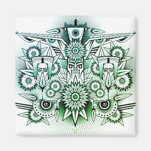 Tribal Design Grünfärbung Magnet