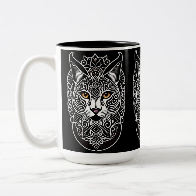 Tribal Design Lynx Zweifarbige Tasse (Links)