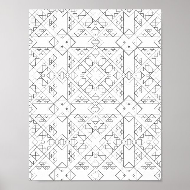 Tribal-Diamant-Gitternetz-Färbeseite Musterdesign Poster (Vorne)