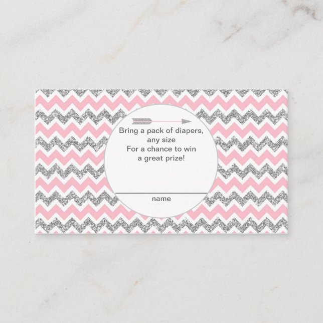 Tribal Diaper Raffle Tickets rosa silberne Pow wow Begleitkarte (Vorderseite)