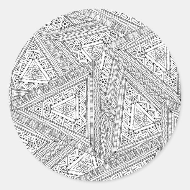 Tribal Doodle 2 Runder Aufkleber (Vorderseite)