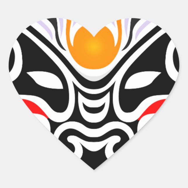 Tribal Dragon Mask Herz-Aufkleber (Vorderseite)