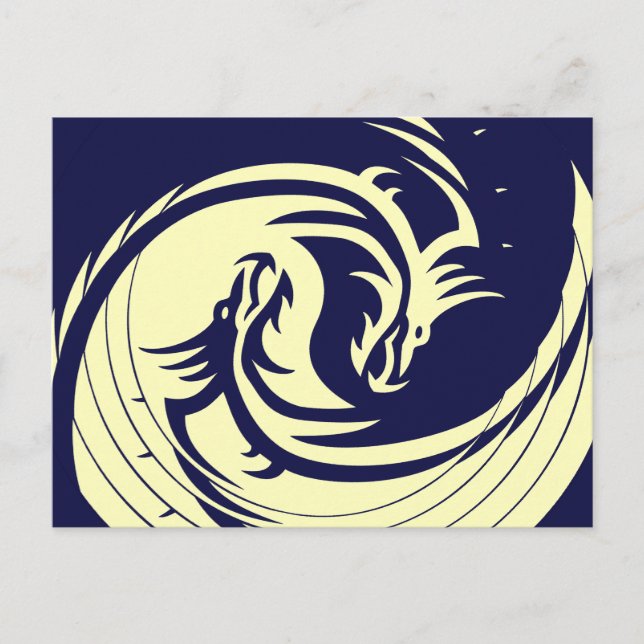 Tribal Dragons Yin Yang (anpassbar) Postkarte (Vorderseite)