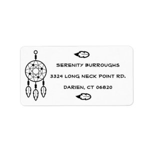 Tribal Dream Catcher Boho Feathers Native American Adressaufkleber