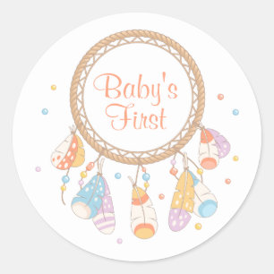 Tribal Dreamcatcher Boho Baby 1. Geburtstag Runder Aufkleber