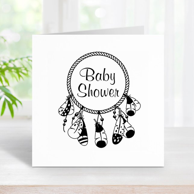 Tribal Dreamcatcher Boho Baby Shower Gummistempel (Von Creator hochgeladen)