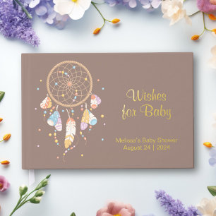 Tribal Dreamcatcher Boho Babydusche Brown Gästebuch